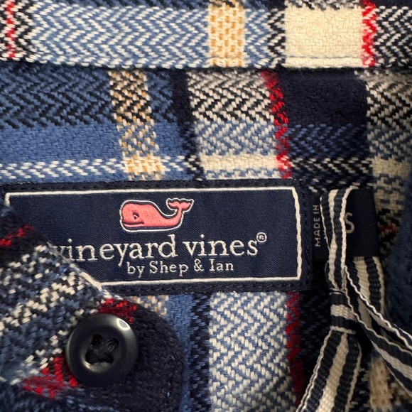 NWT Vineyard Vines Men's Classic Fit Plaid Flannel Workshirt Blue Moon Size S - Picture 5 of 10